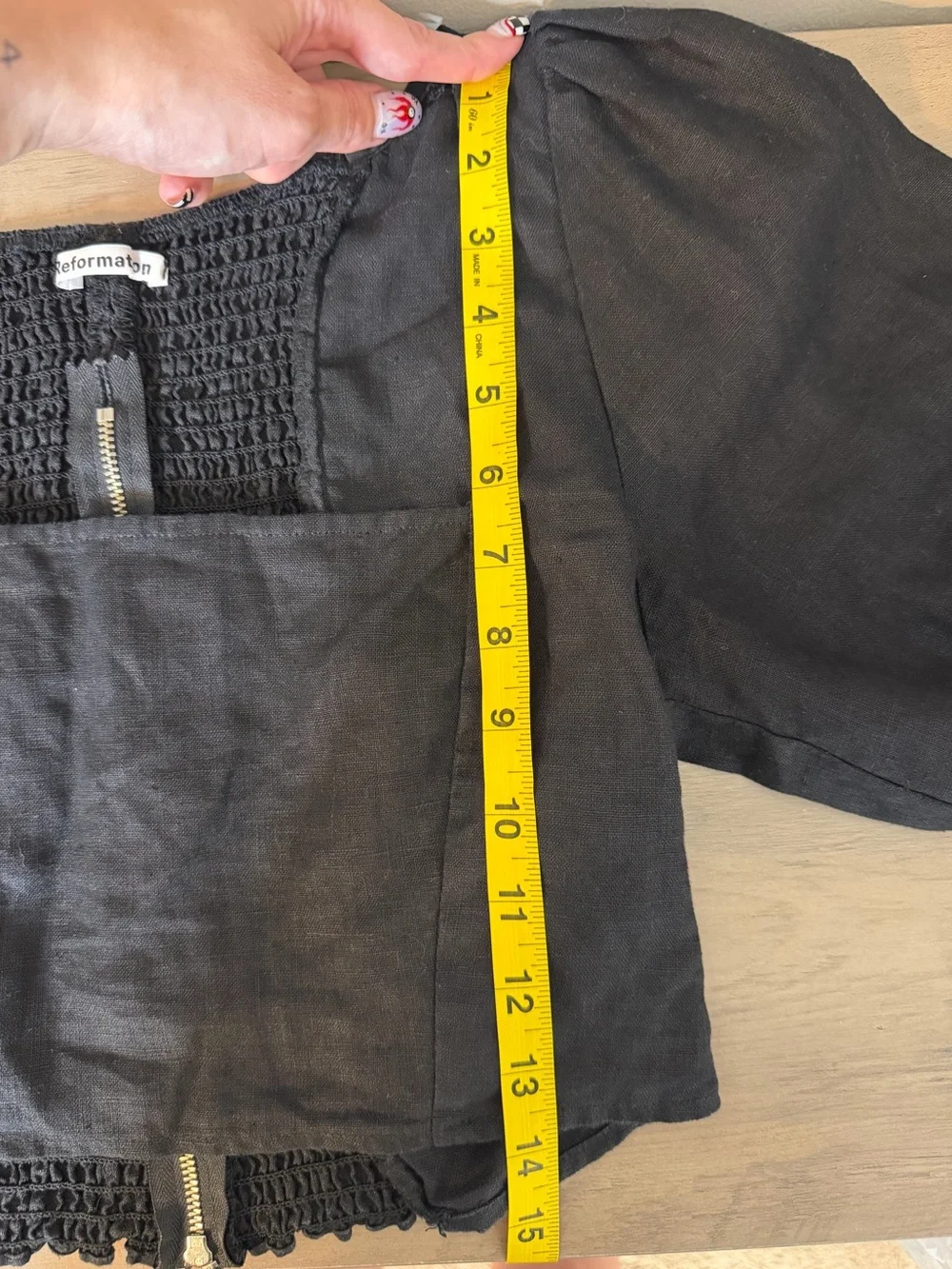 Reformation Yucca Linen Square Neck Blouse Black Size 8